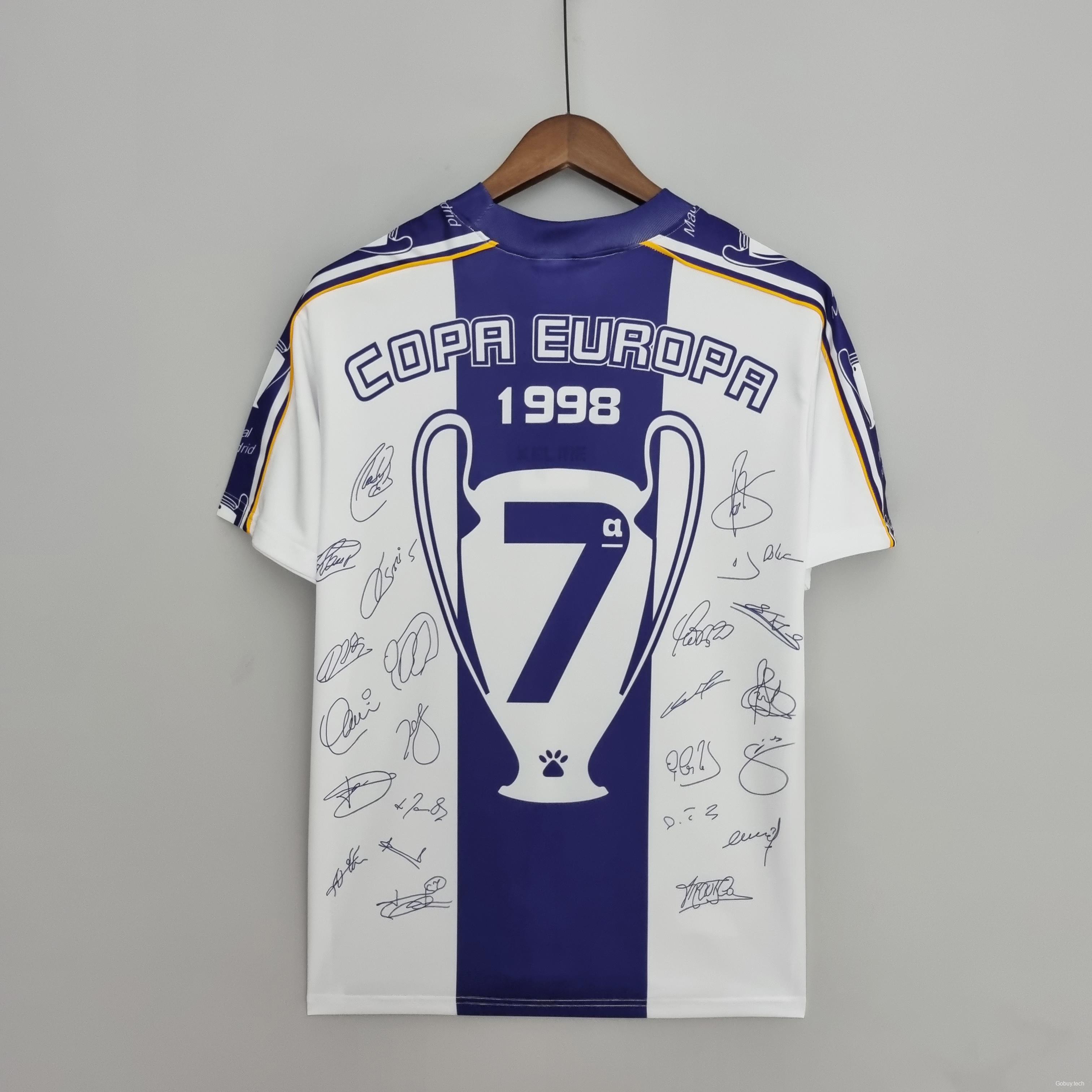 Retro 97-98 Real Madrid Champions League 7 Champions Commemorative Edition Soccer Jersey