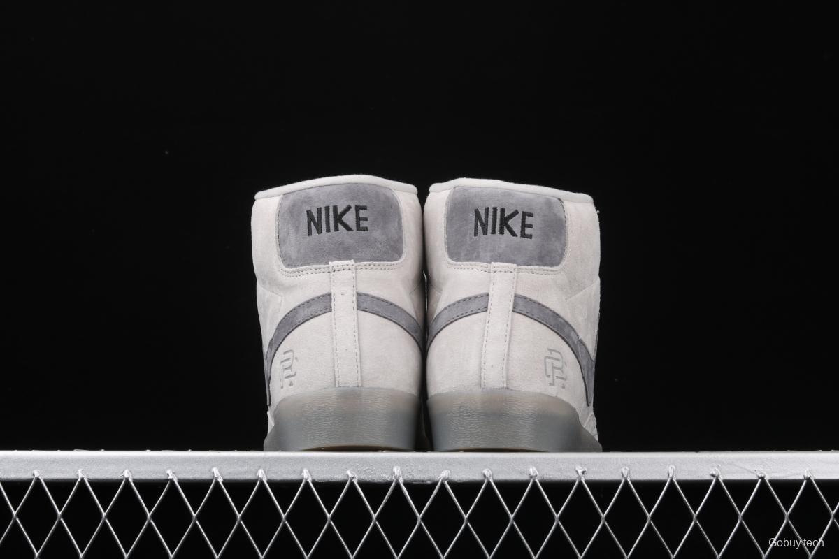 Reigning Champ x NIKE Blazer Mid Retro defending champion joint top suede 3M reflective high-top board shoes 371761-009