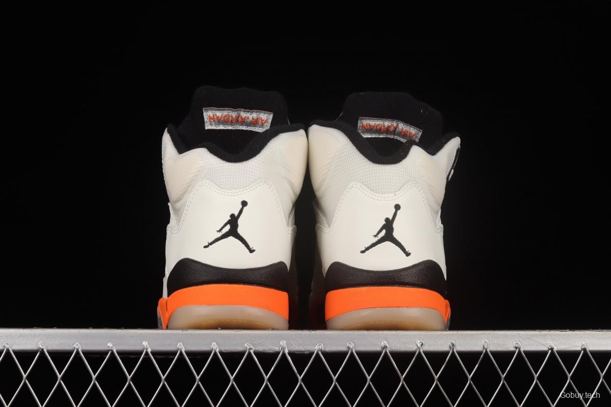 Air Jordan 5 Shattered Backboard white orange buckle shredded high top basketball shoes DC1060-100