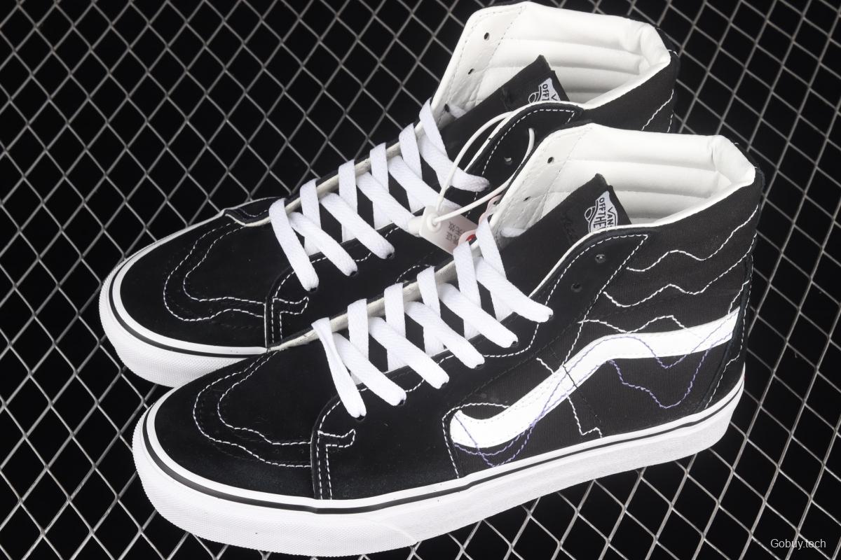 Vans Sk8-Hi joint line design black classic high-top casual board shoes VN0A4RWY2WT