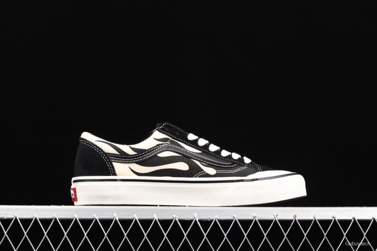 Vans Style 36 half-moon Baotou black-and-white flame low-top sports shoes VN0A3ZCJROF