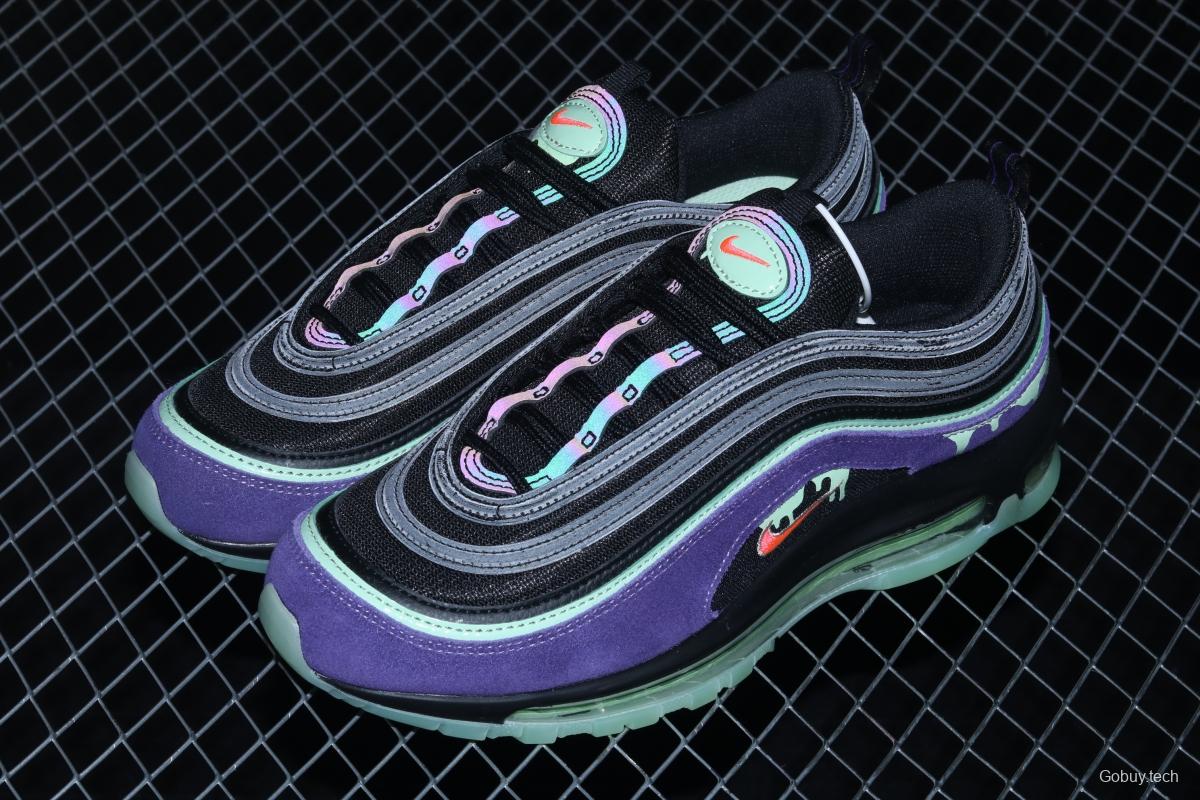 NIKE Air Max 97 Slime Halloween black and purple air cushion running shoes DC1500-001