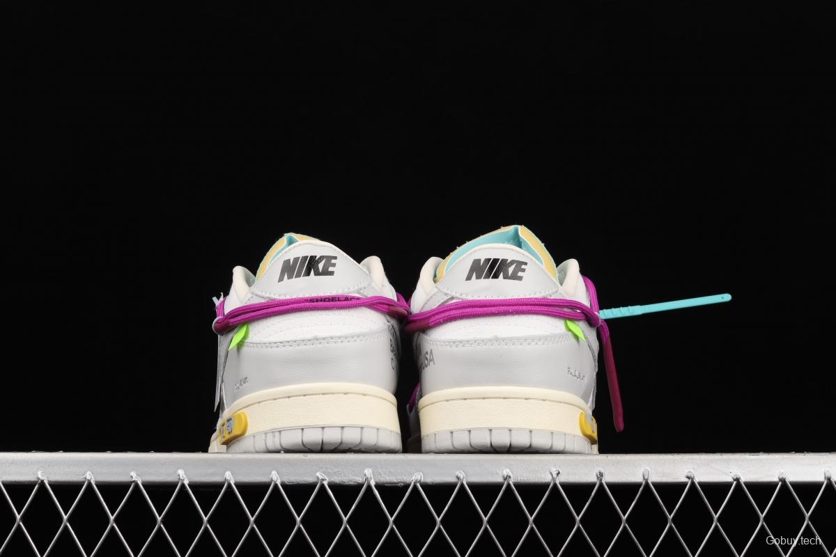 OFF-White x NIKE DUNK Low 04 of 50 OW white gray leisure sports skateboard shoes DM1602-100