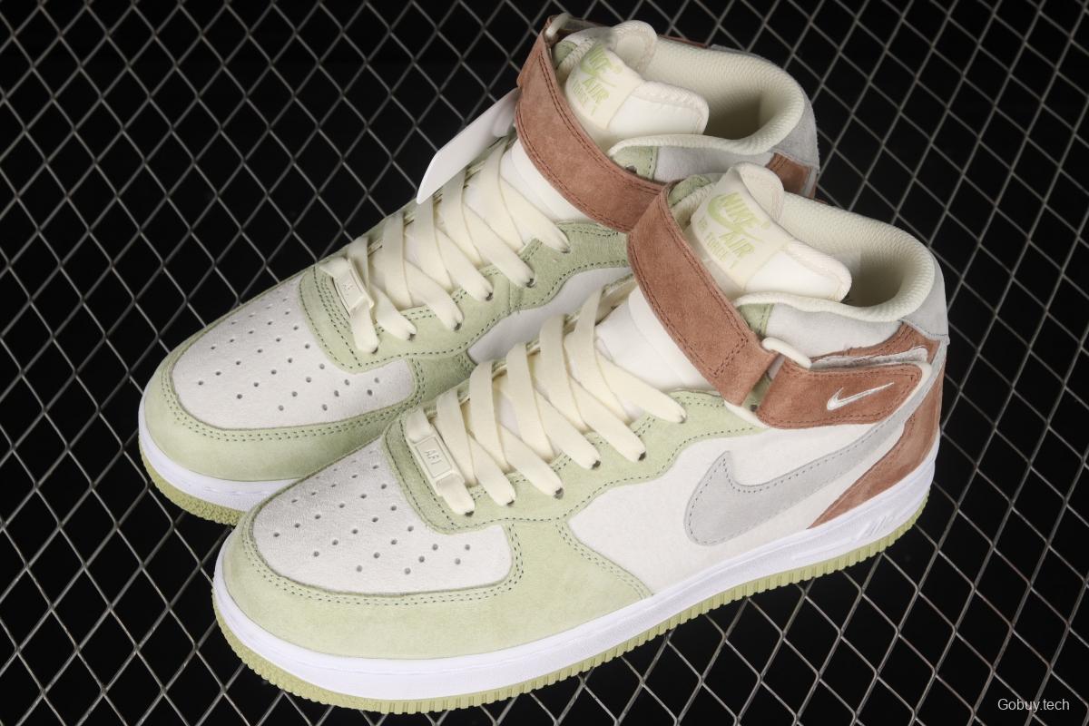 NIKE Air Force 1 Mid'07 light green gray color matching medium top casual board shoes AL6896-558