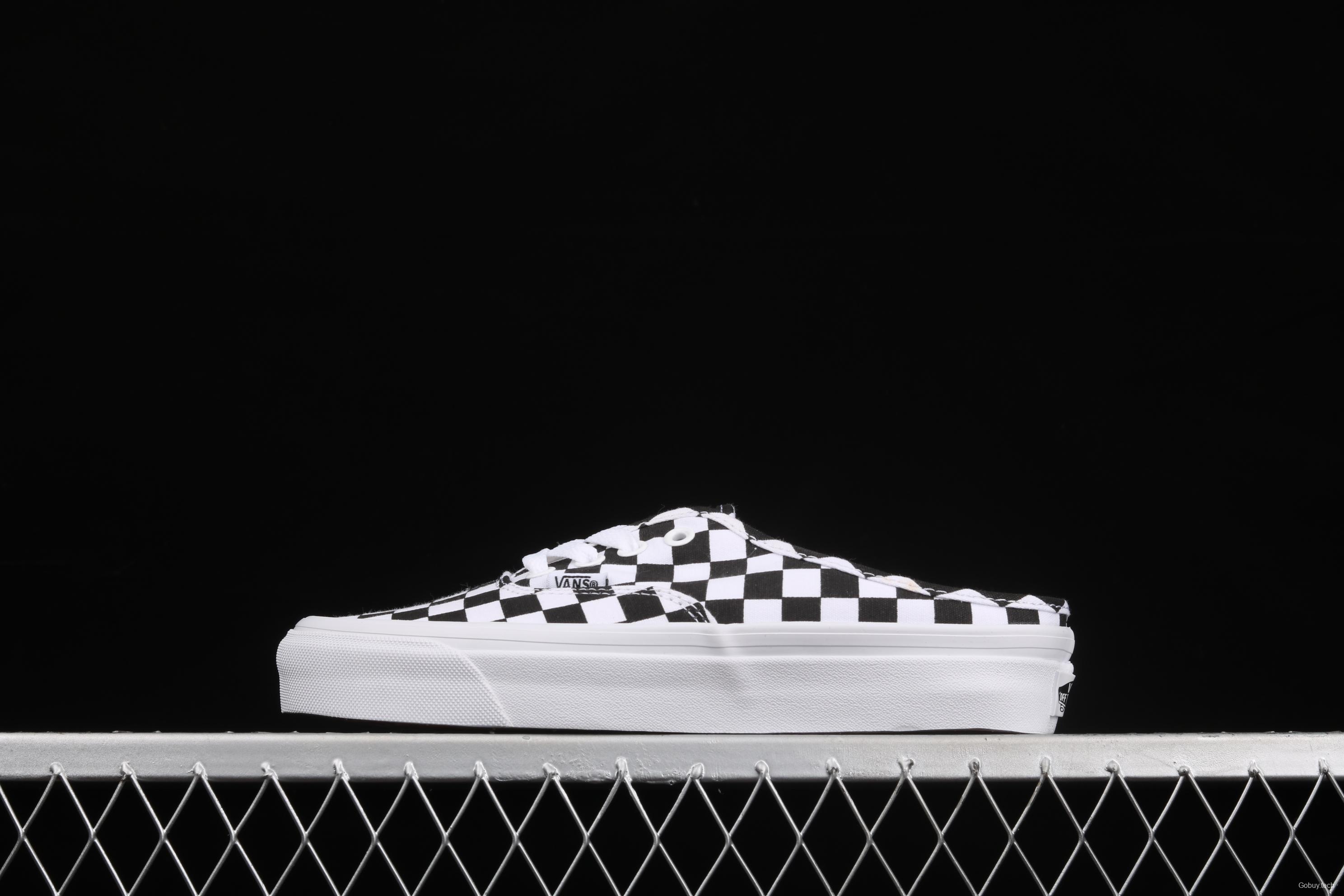 Vans Authentic 2021 summer new Anaheim black and white chessboard VN0A54F75GU lace for lazy half-dragged canvas board shoes