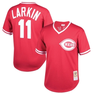 Youth Barry Larkin Red Cooperstown Collection Mesh Batting Practice Throwback Jersey