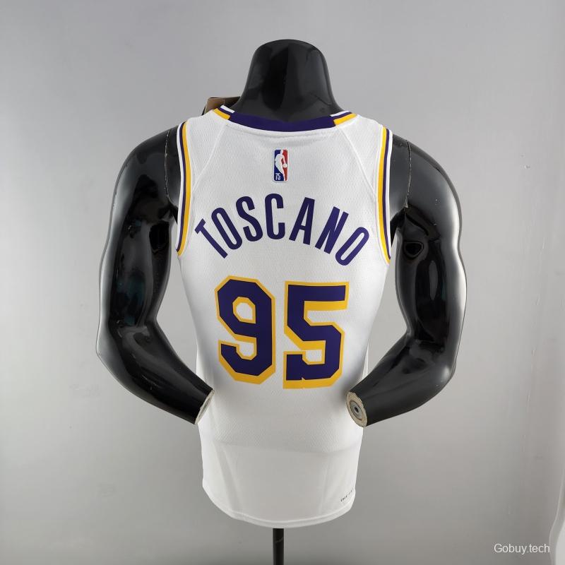 75th Anniversary TOSCANO #95 Los Angeles Lakers White NBA Jersey