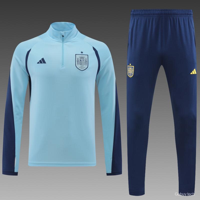 2022 Spain Blue Half Zipper Tracksuit