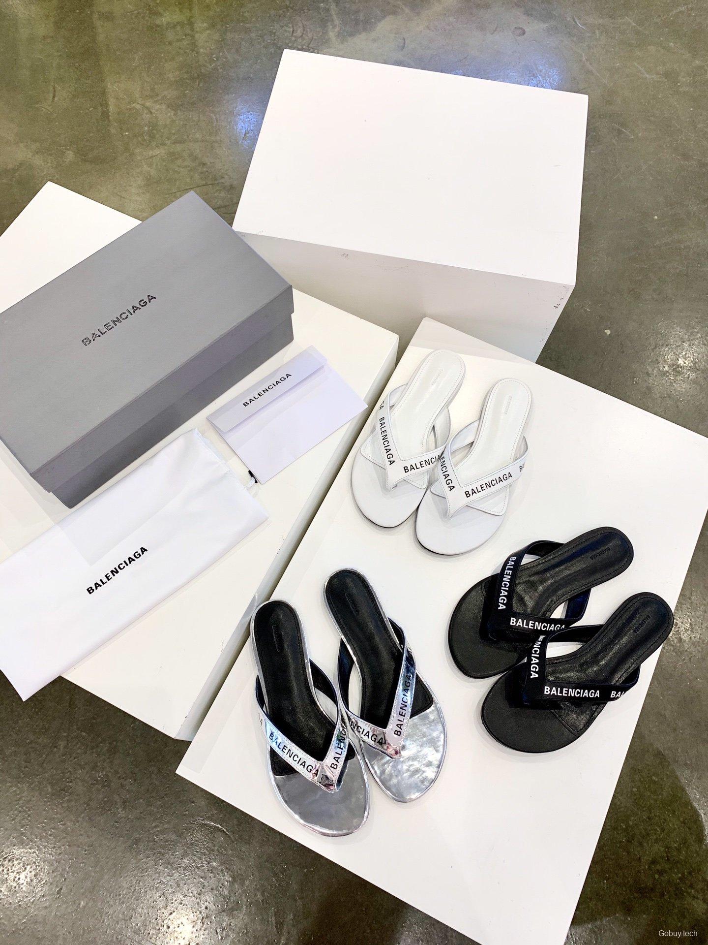 3 Color Men/Women Balenciaga Slipper White/Black/Silver