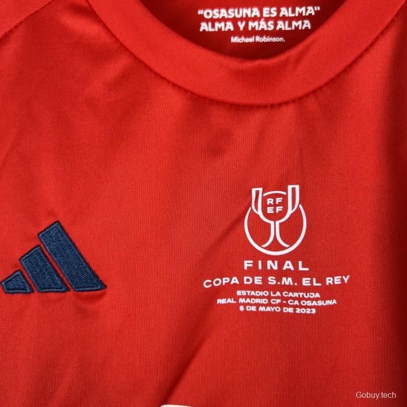 23/24 Kids Osasuna Copa Del Rey Red Jersey Size 16-28 With Full Patches