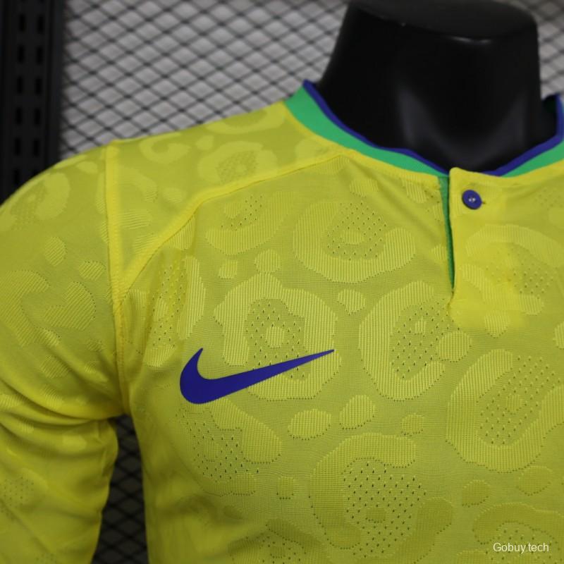 Player Version 2022 Brazil Home Long Sleeve Jersey