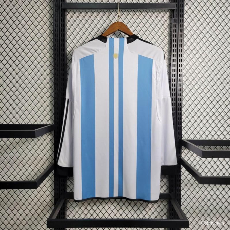 3 Stars 2022 Argentina Home Long Sleeve Jersey