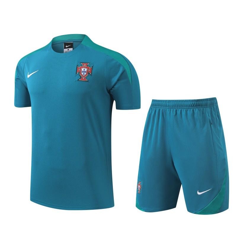 2024 Portugal Blue Short Sleeve Jersey+Shorts