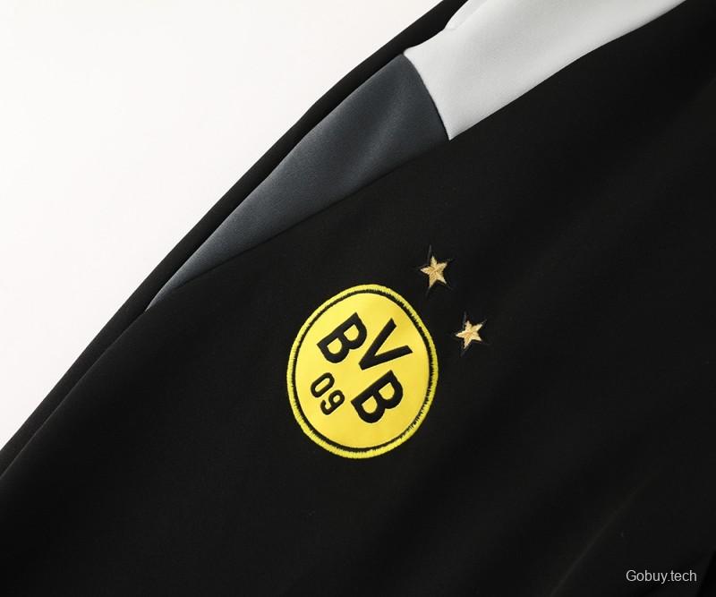 24/25 Borussia Dortmund Grey/Black Full Zipper Jacket +Long Pants