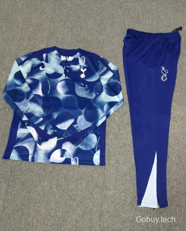 24/25 Kids Tottenham Hotspur Blue Camouflage Half Zipper Jacket+Long Pants