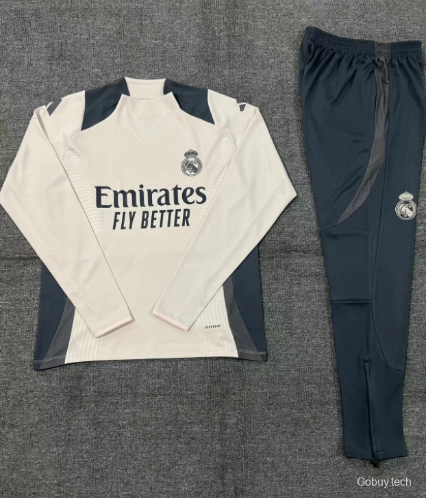 24/25 Kids Real Madrid khaki Half Zipper Jacket+Long Pants