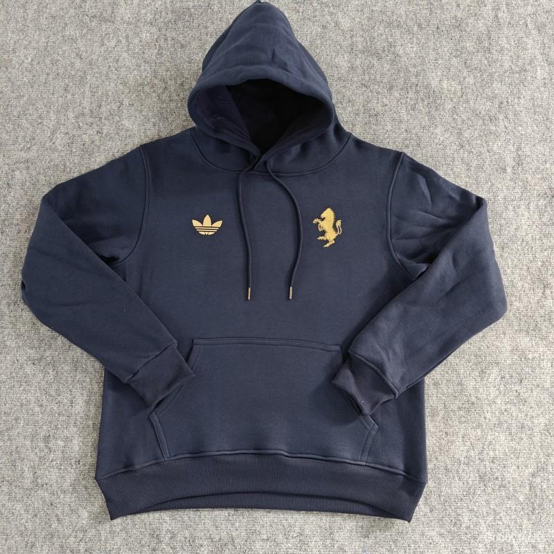 2024 Juventus Black/Navy/Grey/Beige/White Hoodie With Golden Badge