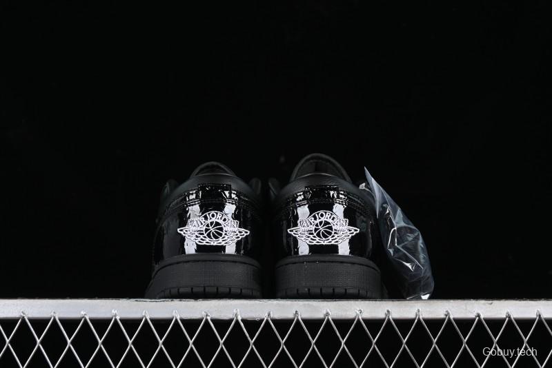 Nike Air Jordan 1 Low "Black Croc" Casual Sneakers with Crocodile-Embossed Leather - HJ7743-010