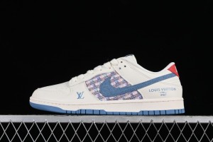 Nike SB Dunk Low LV Collaboration - Beige Blue Chanel Style Anniversary High-End Custom Low-Top Casual Sneakers - XX2025-323