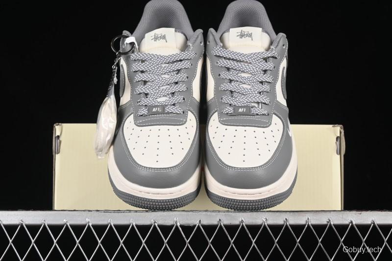 Nike Air Force 1 '07 Low Stussy Collaboration - Premium Gray Low-Top Casual Sneakers - BB5353-512