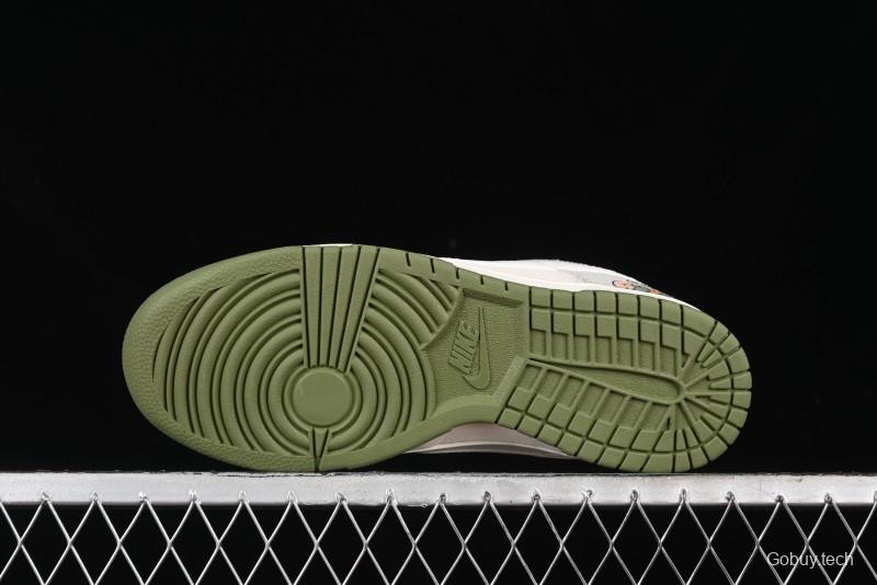 Nike SB Dunk Low Gucci Collaboration - Smoke Green Anniversary High-End Custom Low-Top Casual Skate Shoes - XX2025-389