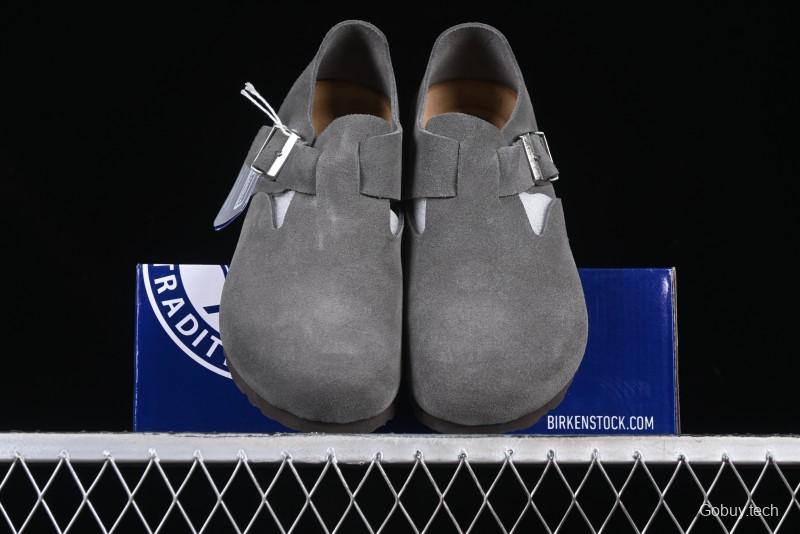Birkenstock London BS Unisex Slip-On Comfort Shoes with Soft Suede Leather and Lambswool Insole - BS