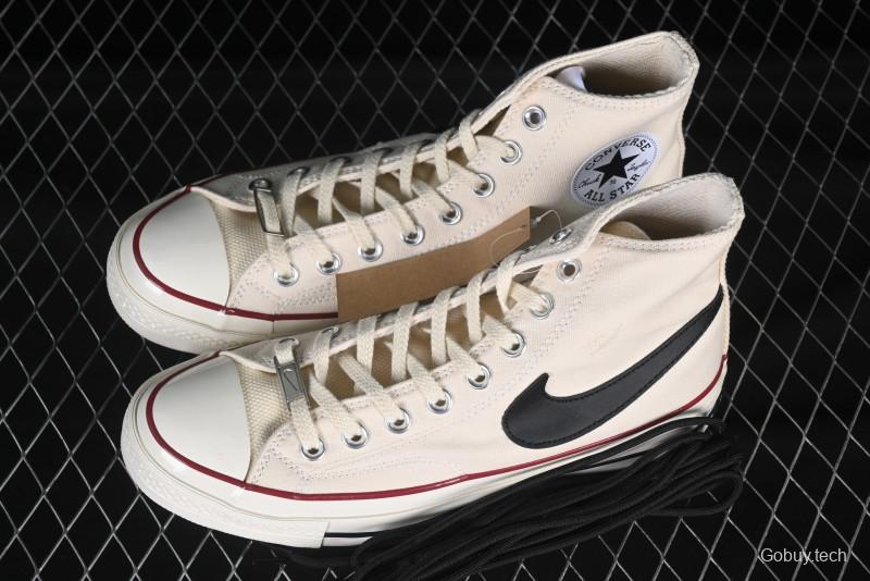 A Ma Maniere x Nike x Converse Chuck 70 High Top Sneakers with Leather and Velvet Swoosh Logo - A13388C