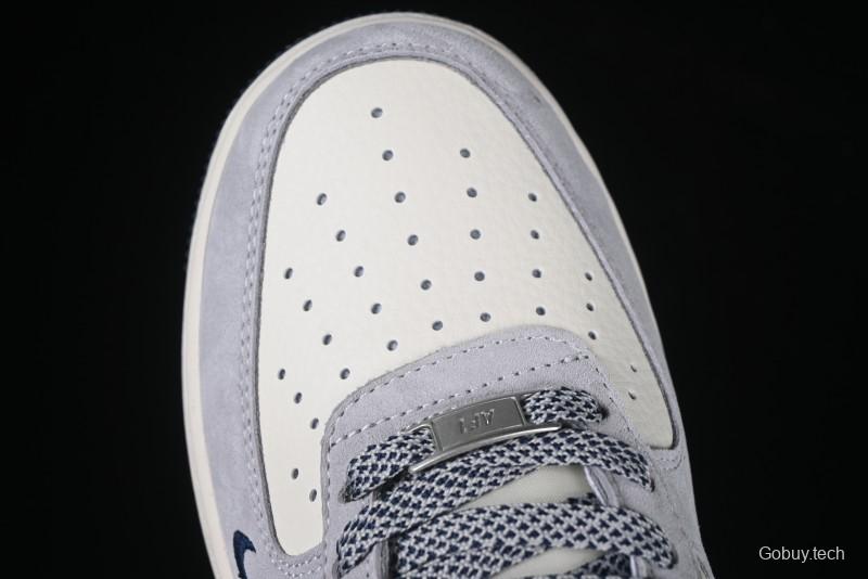 Nike Air Force 1 '07 Low Stussy Collaboration Grey Blue Swoosh Casual Sneakers - XZ3318-088