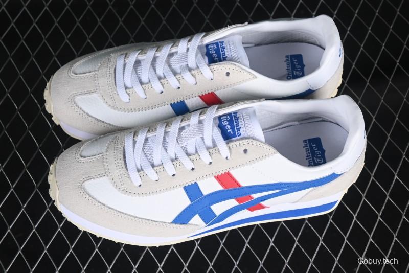 Onitsuka Tiger Vintage Runner Sneakers - White/Grey with Blue & Red Accents