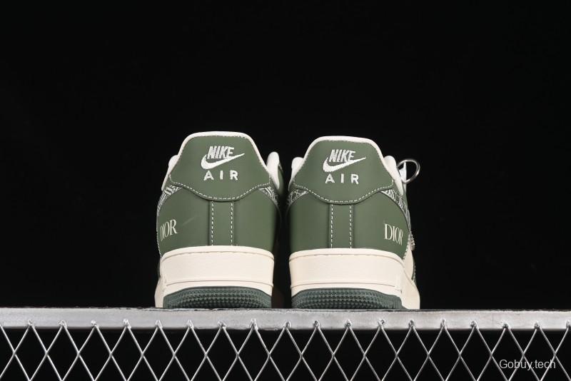 Nike Air Force 1'07 Low Dior Collaboration Dark Green Floral Swoosh Casual Sneakers - KK1988-081