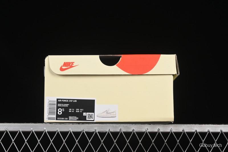 Nike Air Force 1 '07 Low Stussy Collaboration Gold Embroidery Grey Swoosh Casual Sneakers - XX3168-150