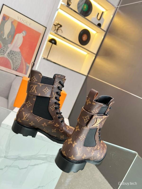 2024 Women Louis Vuitton Brown Leather Boots MJ00320