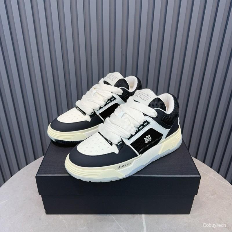 2024 Unisex Amiri Black White Leather Sneakers MJ00360