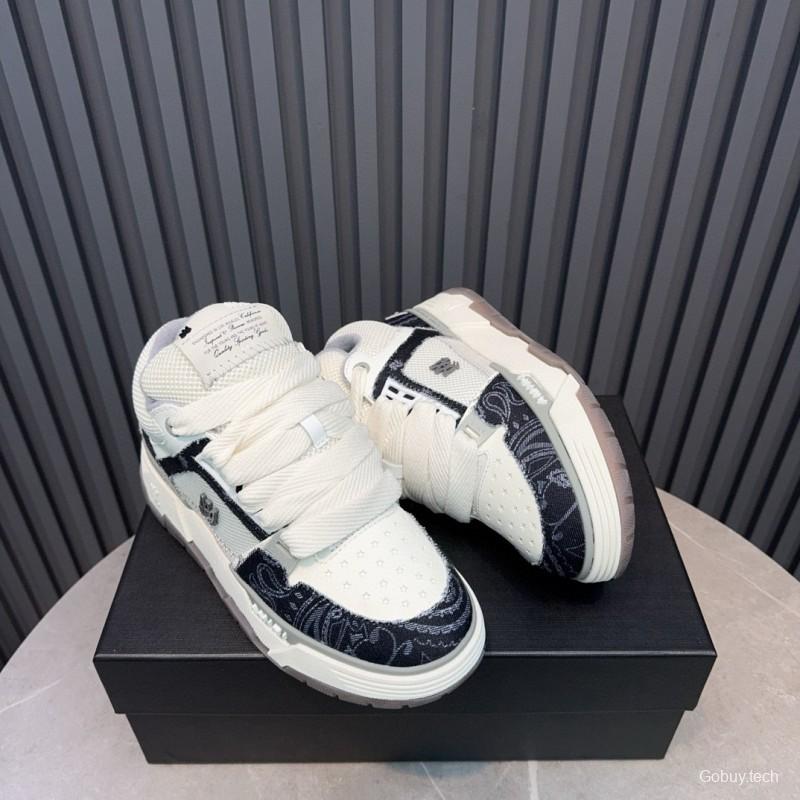 2024 Unisex Amiri White Black Leather Sneakers MJ00360