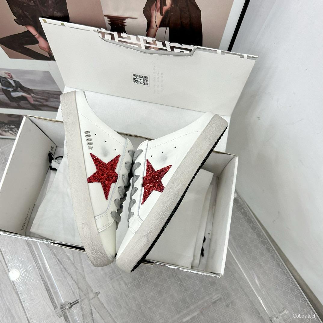2025 Women GGDB White Red Leather Sneakers