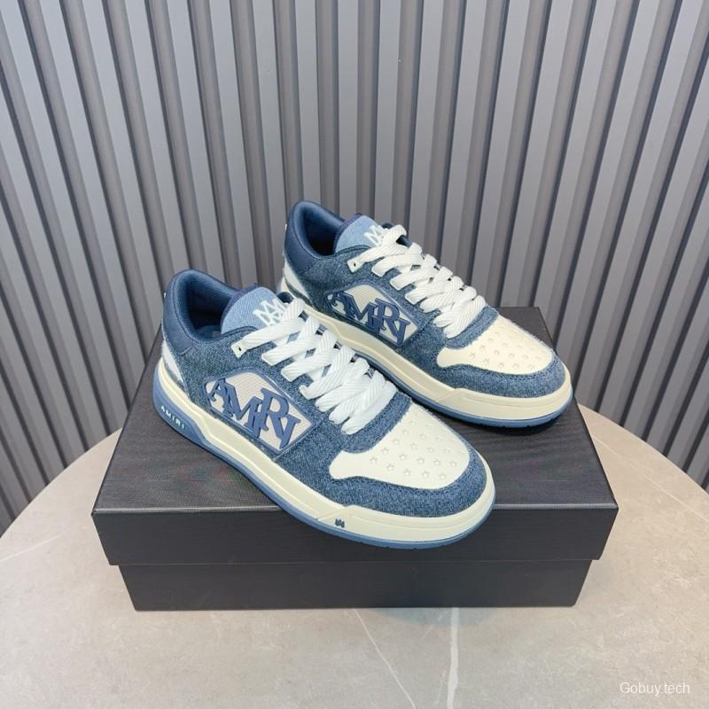 2025 Unisex Amiri Blue White Leather Sneakers MJ00360