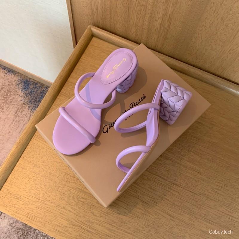 2025 Women Gianvito Rossi Purple Leather Slippers