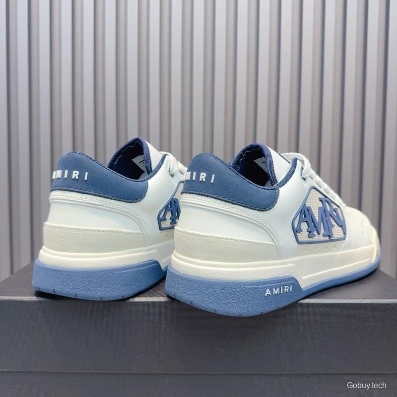 2025 Unisex Amiri White Blue Leather Sneakers MJ00360