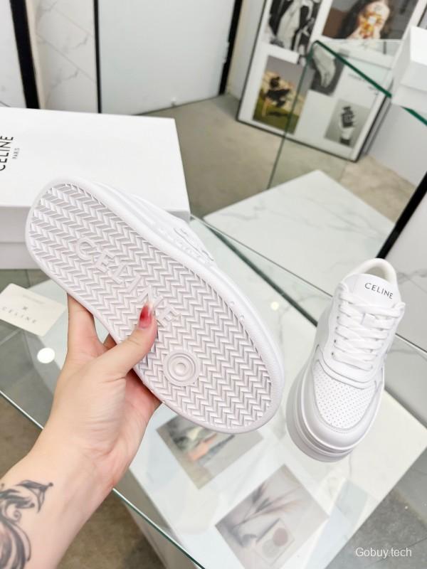 2025 Women CELINE White Leather Sneakers