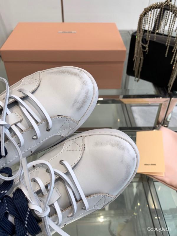2025 Women Miu Miu White Leather Sneakers LY00290