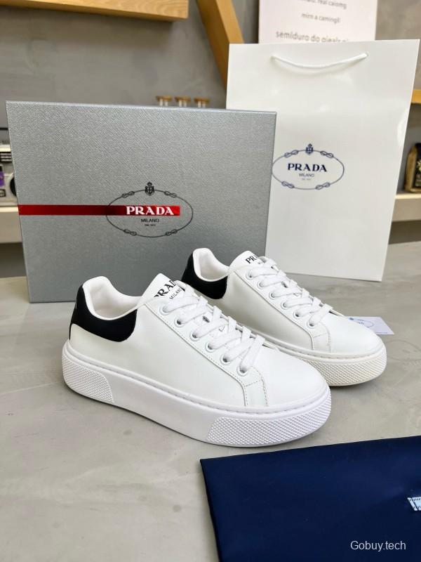 2024 Unisex Prada White Black Leather Sneakers MJ00310