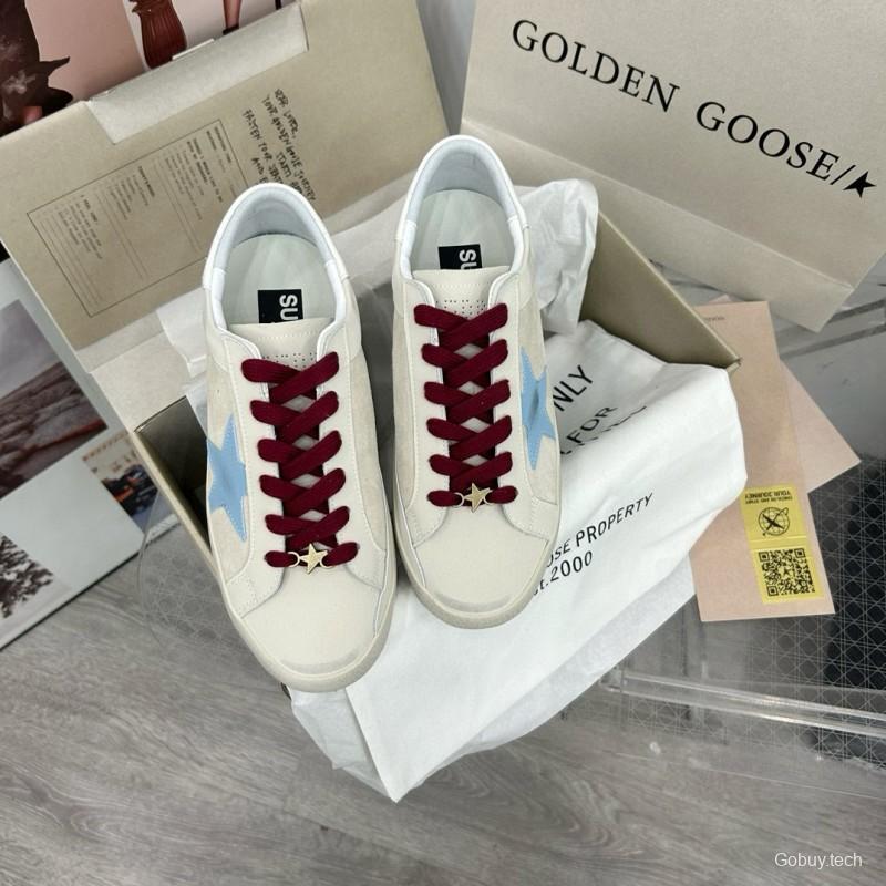 2025 Women GGDB Blue White Leather Sneakers MJ00260