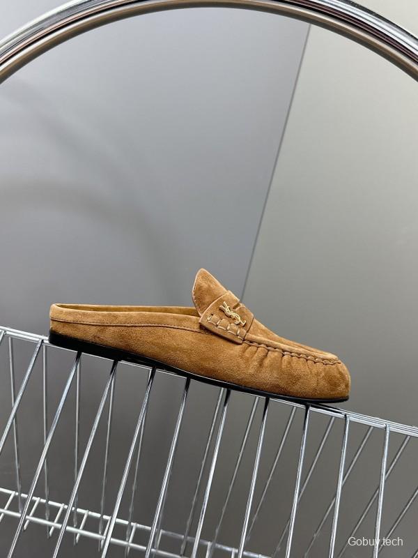 2025 Women Yves Saint Laurent Brown Suede Loafers KFY00330