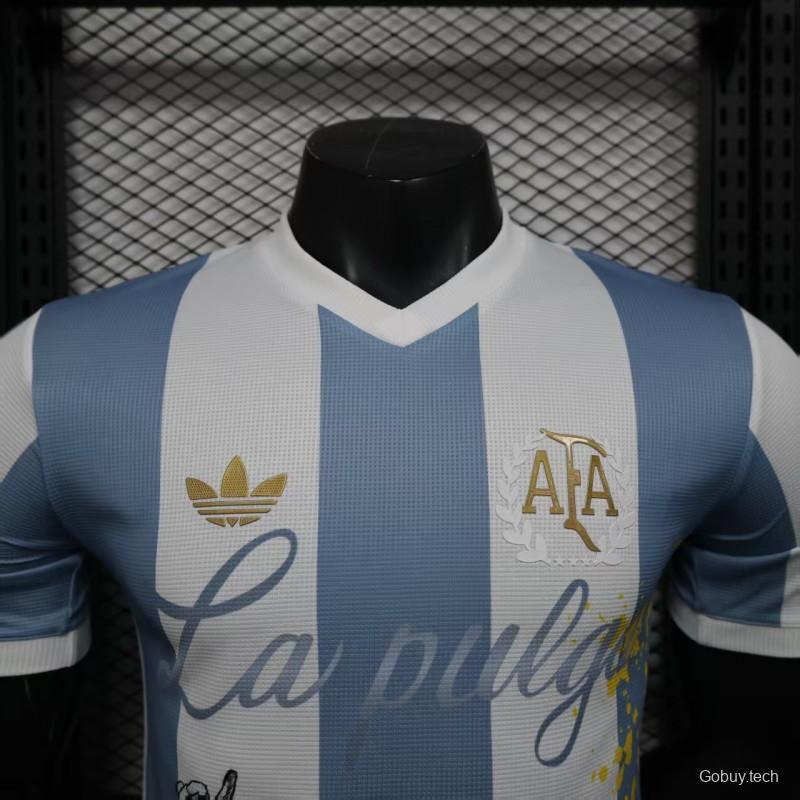 Player Version 2025 Argentina Blue with Messi Celebration Print Jersey
