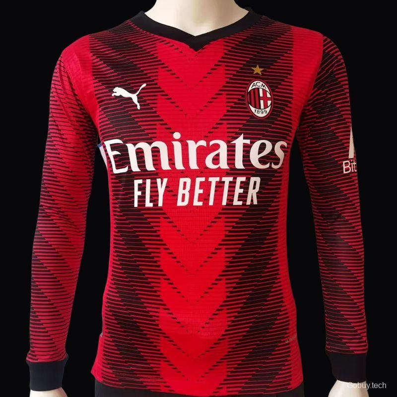 Player Version 23/24 AC Milan Home Long Sleeve Jersey