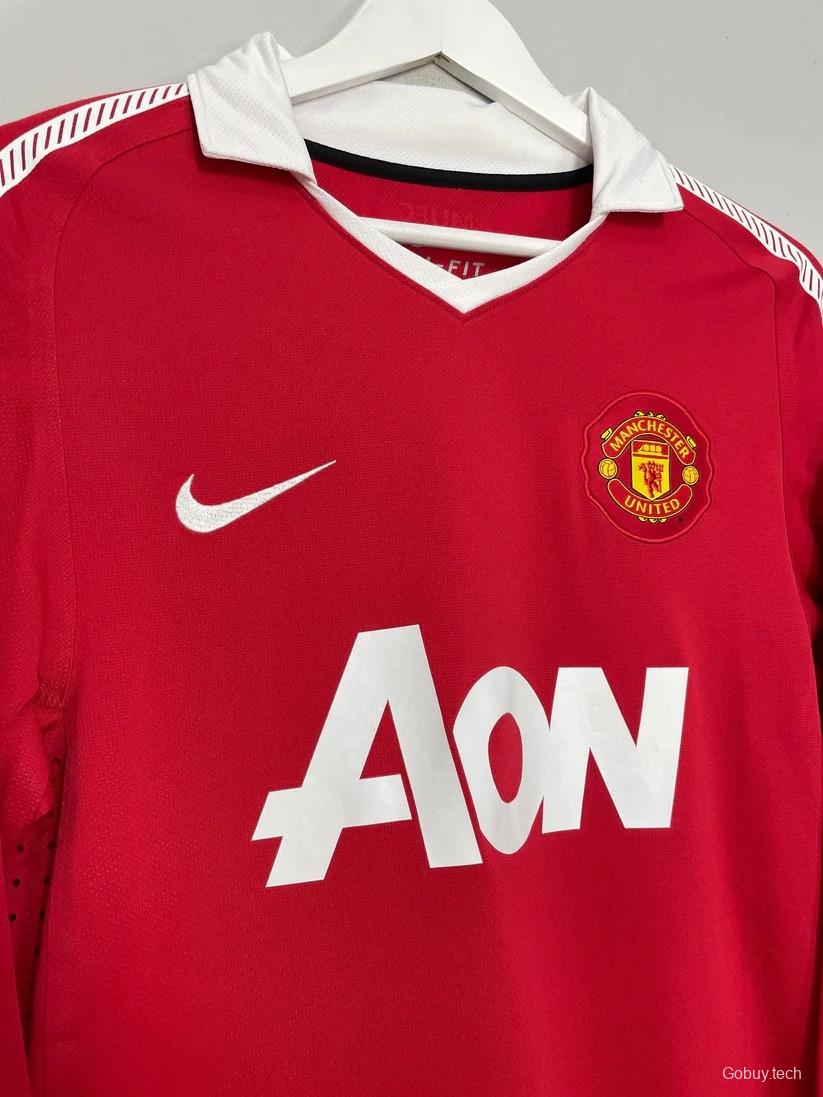 Retro 10/11 Manchester United Home Long Sleeve Jersey