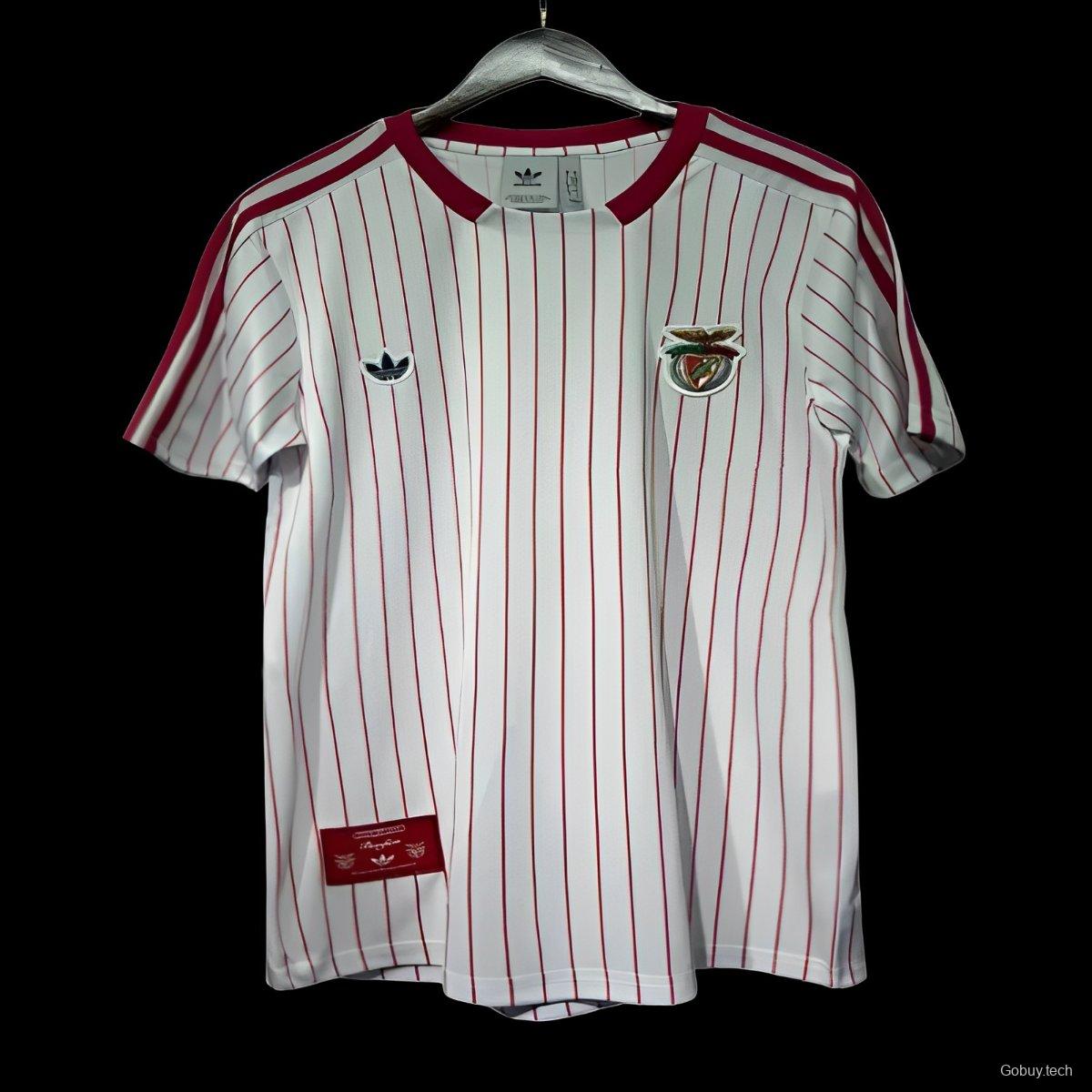 25/26 Benfica Adidas Original White with Red Pinstripes Jersey